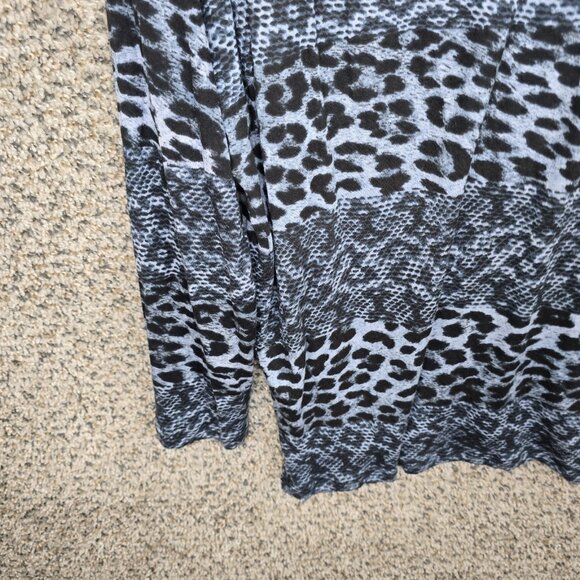Michael Kors‎ Top Womens Plus 3X Blue Animal Print Long Sleeve Sheer Scoop Neck - Picture 3 of 7